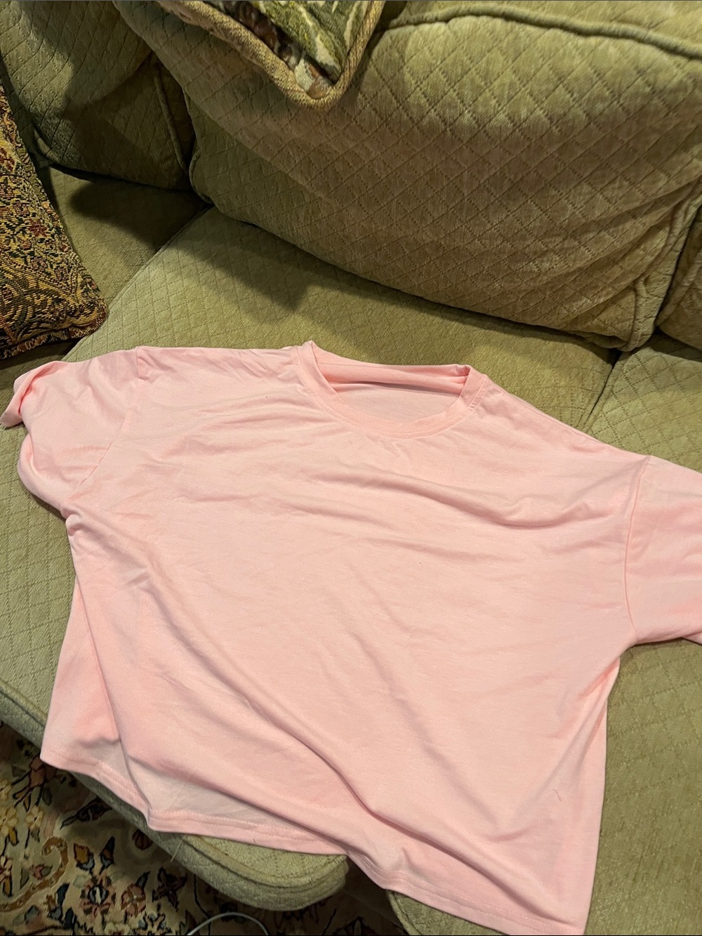 Light Pink Women's Cropped Tee - Relaxed Short Sleeve